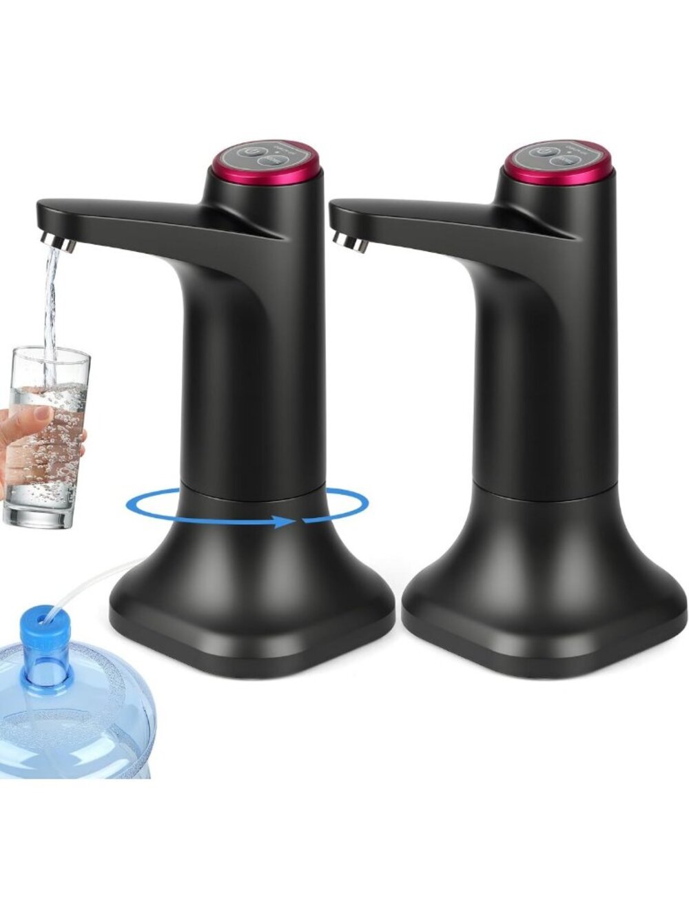 2 Pack USB-C Rechargeable Water Dispenser Pump for 5 Gallon Bottles - Portable